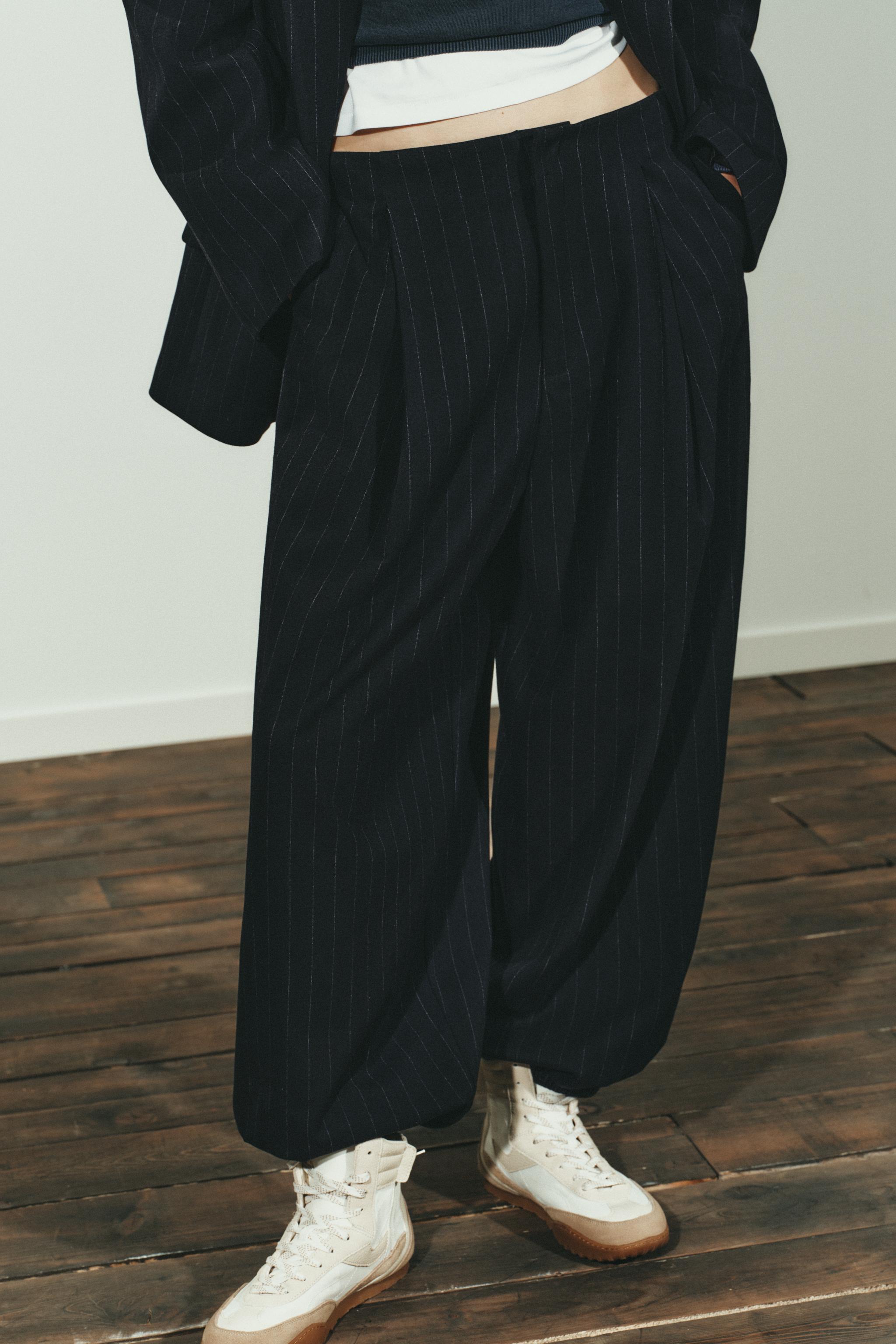 PINSTRIPE PLEATED JOGGER PANTS